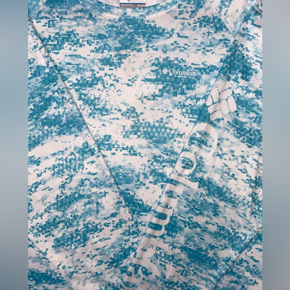 Columbia PFG Performance Fishing Shirt Men’s XXL Blue Camo Long Sleeve - Picture 5 of 6